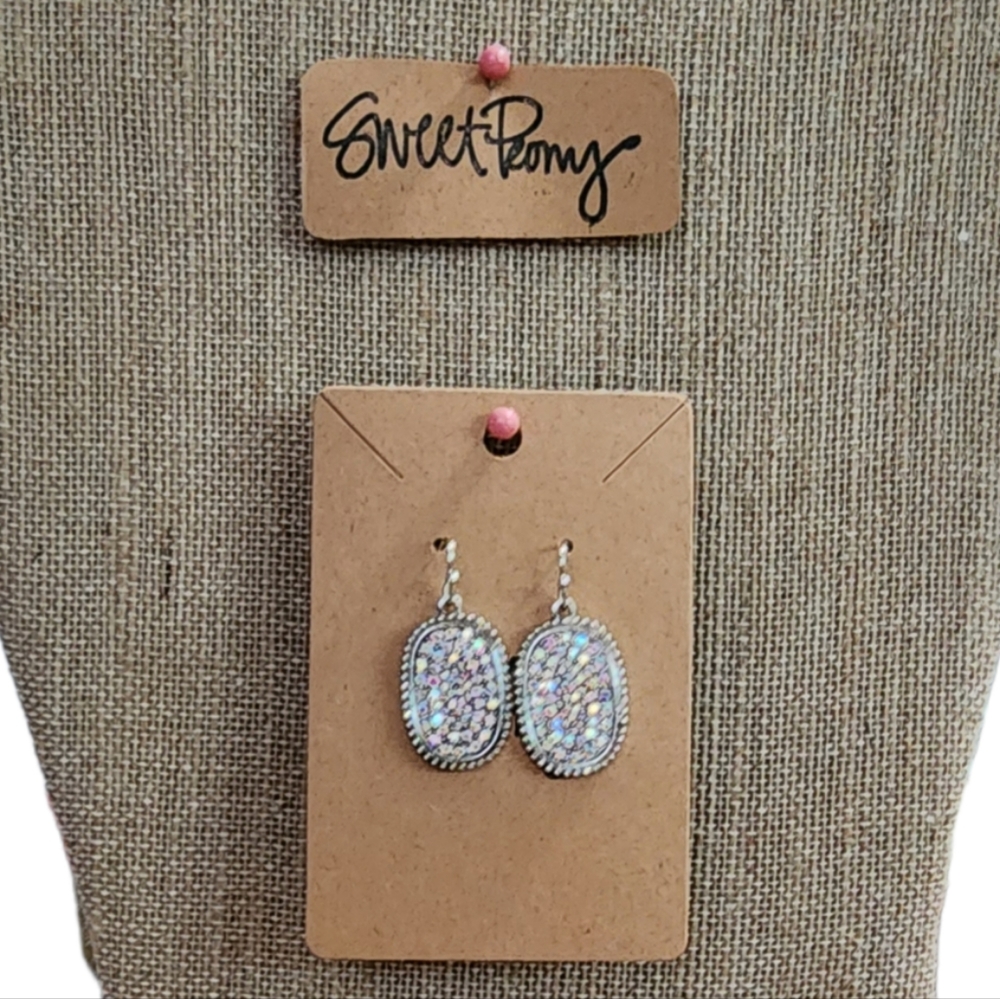 CZ Oval Dangley Earrings